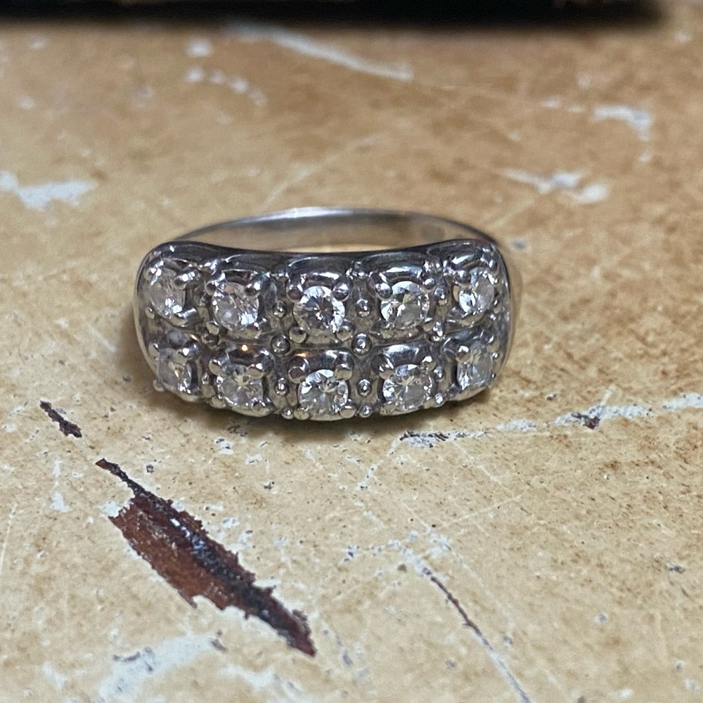 14k white gold diamond wedding band anniversary ring size 8 antique vintage